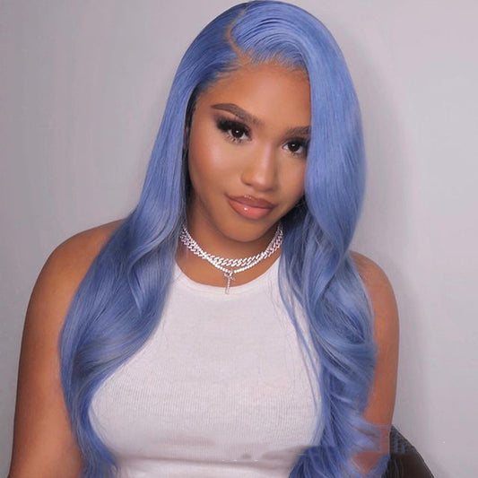 Icy Blue Body Wave Human Hair Lace Front Wig -HD Lace