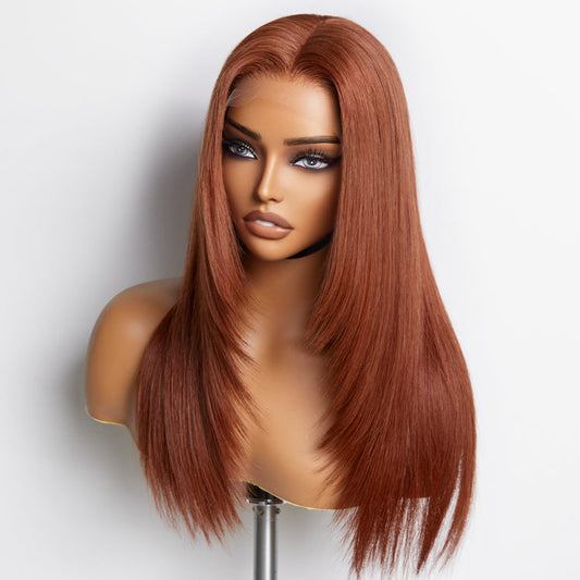 Cinnamon Brown Loose Wave / Straight / Straight Layer Glueless 5x5 Closure Undetectable HD Lace Long Wig 100% Human Hair | Limited Sale